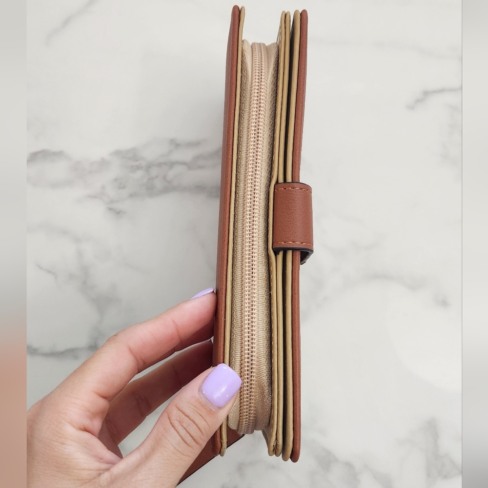 Spring & Summer Pu Leather Brown Leaf Cutout Women's Wallet - Picture 7 of 15